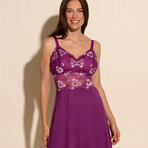 Cosabella Savona Curvy Chemise & G-String 2 piece Set medium M lingerie purple